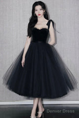 Black Tulle Short Prom Dresses, A-Line Homecoming Party Dresses