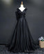 Simple Black V Neck Long Prom Dress, Black Prom Dresses