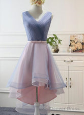 Blue And Pink Stylish High Low Party Dress, Cute Formal Gowns, Pretty Party Dresses