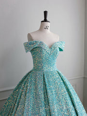 Blue Green Velvet Sequin Long Prom Dresses, Velvet Formal Dresses