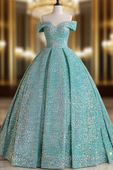 Blue Green Velvet Sequin Long Prom Dresses, Velvet Formal Dresses