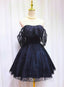 Blue Lace Off Shoulder Short Prom Dress, Blue Homecoming Dress Prom Dresses