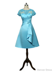 Blue Mother Of The Bride Dresses A-line Cap Sleeves Appliques
