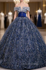 Blue Off the Shoulder Quinceanera Dresses