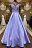 Blue purple lace satin long prom Dress blue purple Prom Dresses