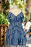 Blue Short Prom Dress A Line V Neck Lovely Homecoming Dresses