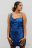 Blue Spaghetti Straps Sequins Homecoming Dresses With Criss Cross Back