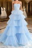 Blue Tulle High Low Prom Dress, Blue Tulle High Low Prom Graduation Dresses
