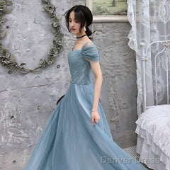 Blue Tulle Long Prom Dress, Evening Dress
