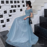 Blue Tulle Long Prom Dress, Evening Dress