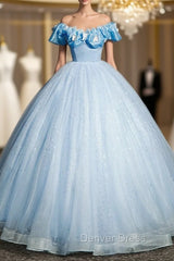 Blue Tulle Sequins Backless Butterfly Quinceanera Dresses