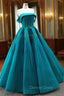 Blue Tullle Strapless Pleats Beading Prom Dresses