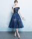 Blue A Line Off Shoulder Short Prom Dress Homecoming Dresses