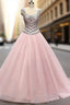 Blush Pink Ball Gowns Crystal Beading Sequins Quinceanera Dresses