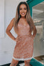 Blush Sequins Short Homecoming Dresses with Fringes