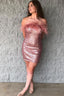 Blush Sparkly Tight Sequins Homecoming Dresses with Feathers