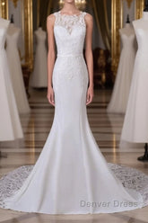 Precious Spaghetti Strap Lace Mermaid Wedding Dresses