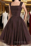 Brown A Line Short Prom Dress, Brown Short Prom Dresses