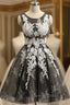 Brown Tulle Sleeveless Round Neck Homecoming Dress Cocktail Dresses