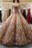 Brown Vintage Ball Gowns Spaghetti Straps Wedding Dresses With Pearls