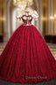 Burgundy Ball Gowns Puff Sleeve Quinceanera Dresses