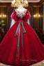 Burgundy Ball Gowns Tulle Appliques Quinceanera Dresses With Sash