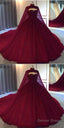 Burgundy Ball Gowns Wedding Dresstulle Prom Dresses