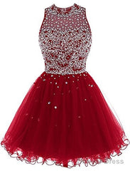 Burgundy Homecoming Dress Beading