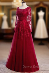 Burgundy Long Prom Dresses, Burgundy Formal Bridesmaid Dresses