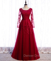 Burgundy Long Prom Dresses, Burgundy Formal Bridesmaid Dresses