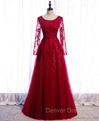Burgundy Long Prom Dresses, Burgundy Formal Bridesmaid Dresses