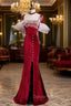Burgundy Mermaid Long Prom Dress, Velvet Long Prom Dresses