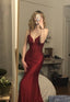 Burgundy mermaid long Prom Dresses