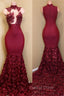 Burgundy mermaid prom Dresses, long Prom Gown
