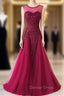 Burgundy Mermaid Sequins Backless Long Prom Dresses