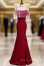 Burgundy Mermaid Spaghetti Straps Prom Dresses