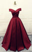 Burgundy Prom Dress,Ball Gown Prom Dresses,Satin Prom Gown