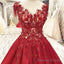 Burgundy Satin Ball Gown Dresses Lace Embroidery For Wedding Prom