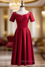 Burgundy Satin Short Sleeve Pleats Backless Short Prom Dresses