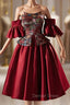 Burgundy Satin Strapless Homecoming Dresses