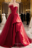 Burgundy Satin Tulle Long Prom Dress, Burgundy Prom Dresses