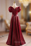 Burgundy Sequins Off the Shoulder Prom Dresses