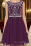 Burgundy Short Mini Chiffon Scoop Cap Sleeve Homecoming Dresses