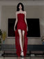 Burgundy Strapless High Low Prom Dress