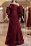 Burgundy Strapless Pleats Split Prom Dresses