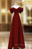 Burgundy Straps Bow Prom Dresses