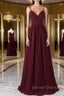 Burgundy tulle lace long prom Dress burgundy lace Prom Dresses