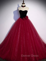 Burgundy Tulle Long Prom Dresses A line Burgundy Graduation Dresses