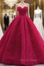 Burgundy Tulle Sweetheart Pleats Hand Work Prom Dresses