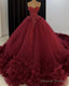 Burgundy Wedding Dresses Sweetheart Ball Gowns